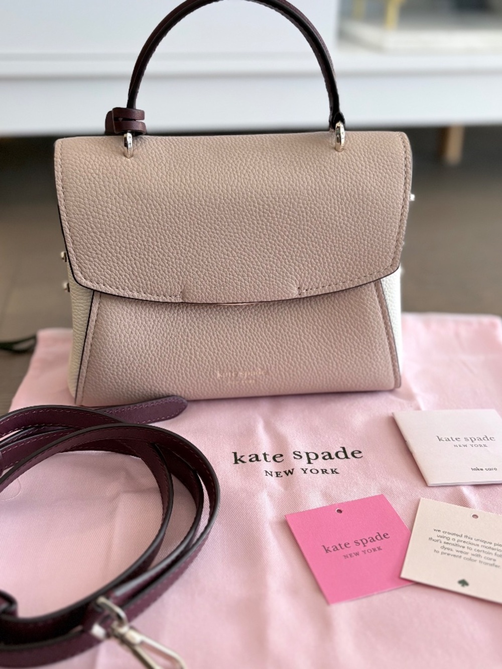 Kate Spade ♠️ Grace Small Top-Handle Satchel in Blush Multi - Picture 7 of 13